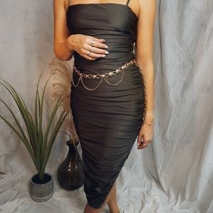 Olive metallic dress